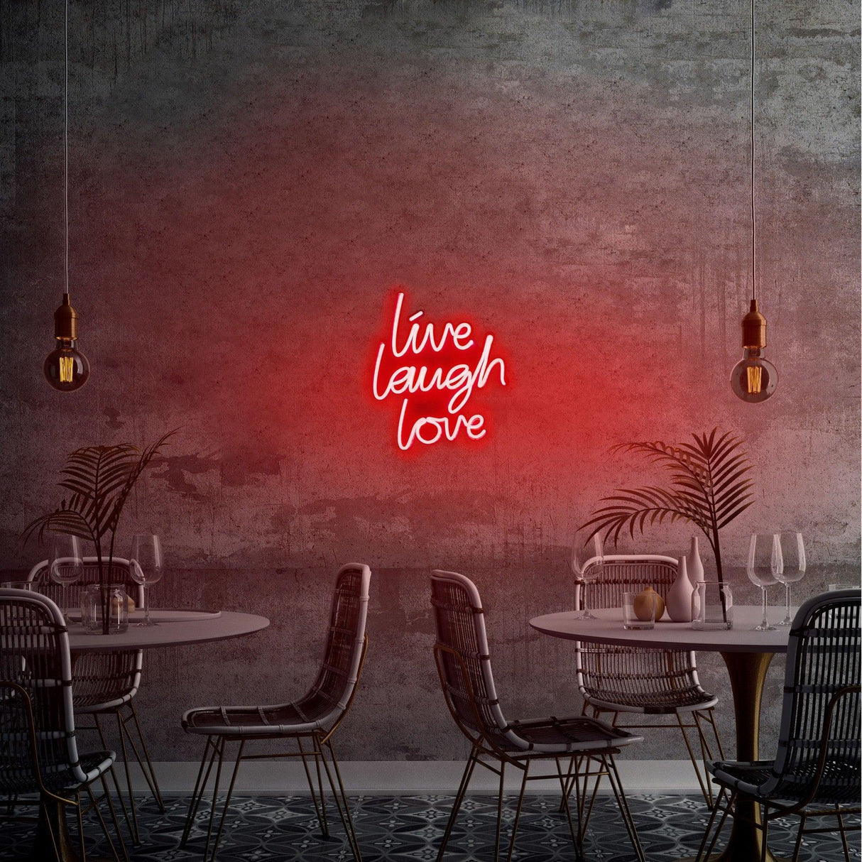 Aplica de Perete Neon Live Laugh Love, 31x36 cm - Rosu