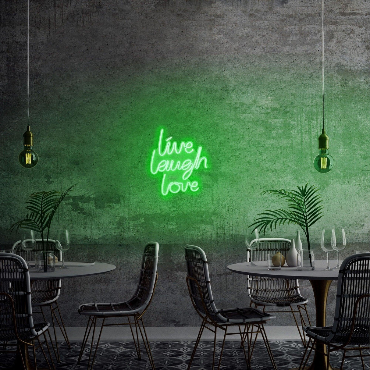 Aplica de Perete Neon Live Laugh Love, 31x36 cm - Verde