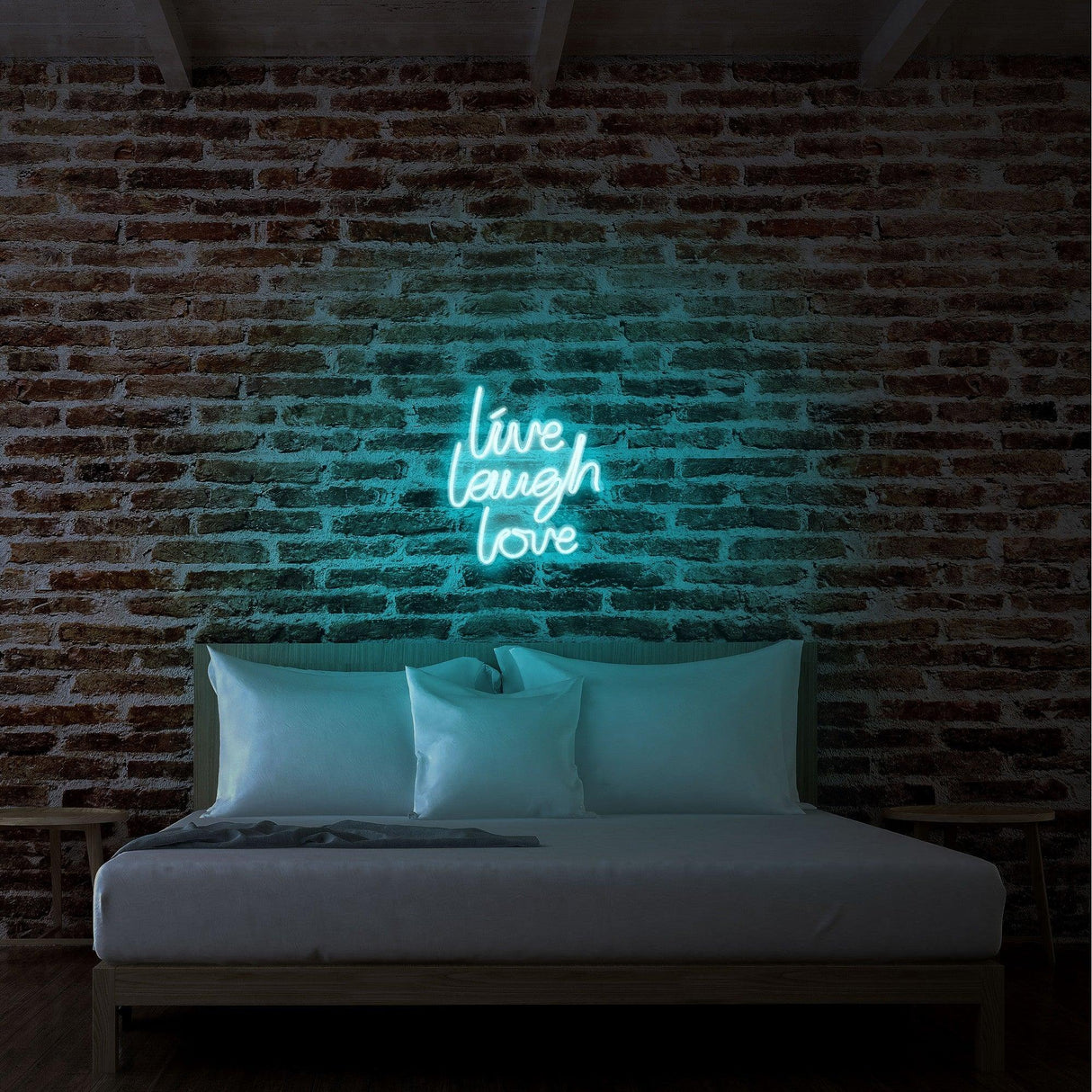 Aplica de Perete Neon Live Laugh Love, 31x36 cm - Albastru