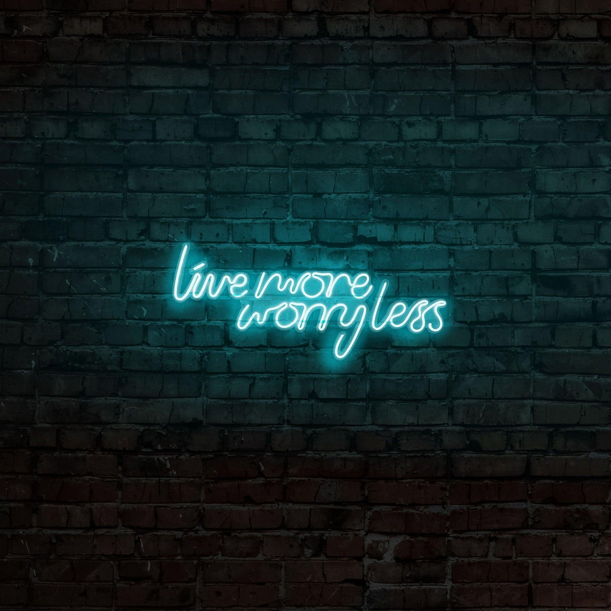 Aplica de Perete Neon Live More Worry Less, 67x36 cm - Albastru