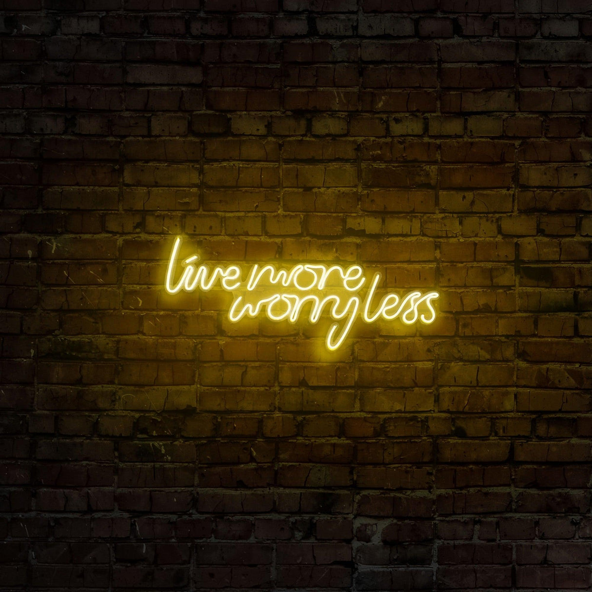 Aplica de Perete Neon Live More Worry Less, 67x36 cm - Galben