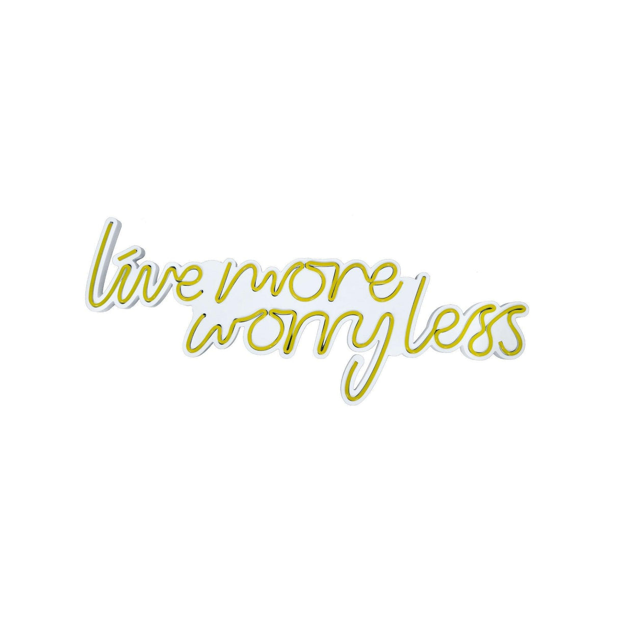 Aplica de Perete Neon Live More Worry Less, 67x36 cm - Galben