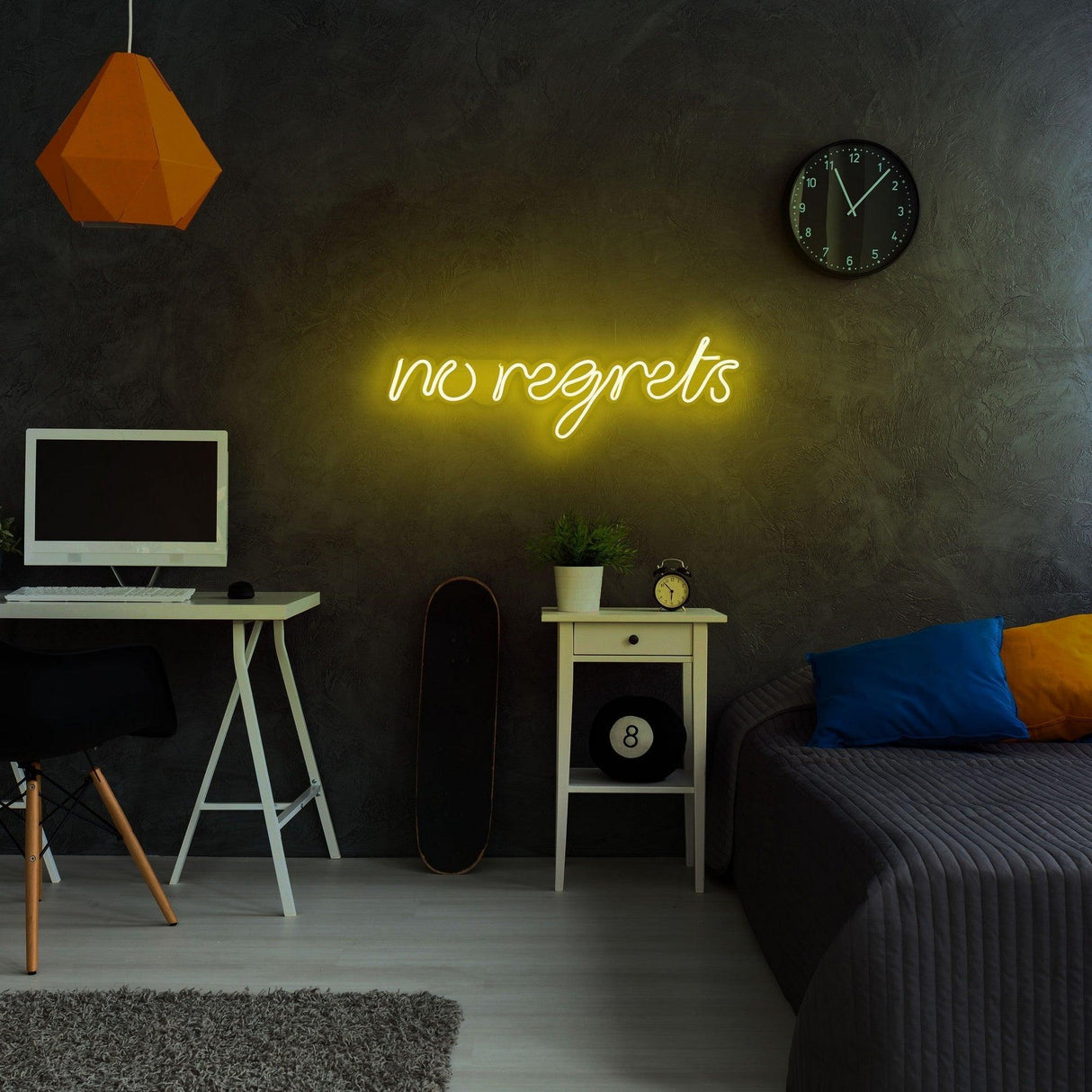 Aplica de Perete Neon No Regrets, 52x16 cm - Galben