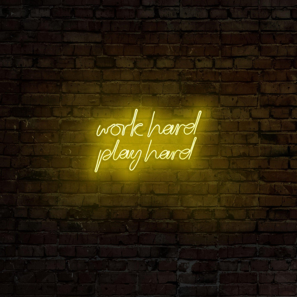 Aplica de Perete Neon Work Hard Play Hard, 55x36 cm - Galben