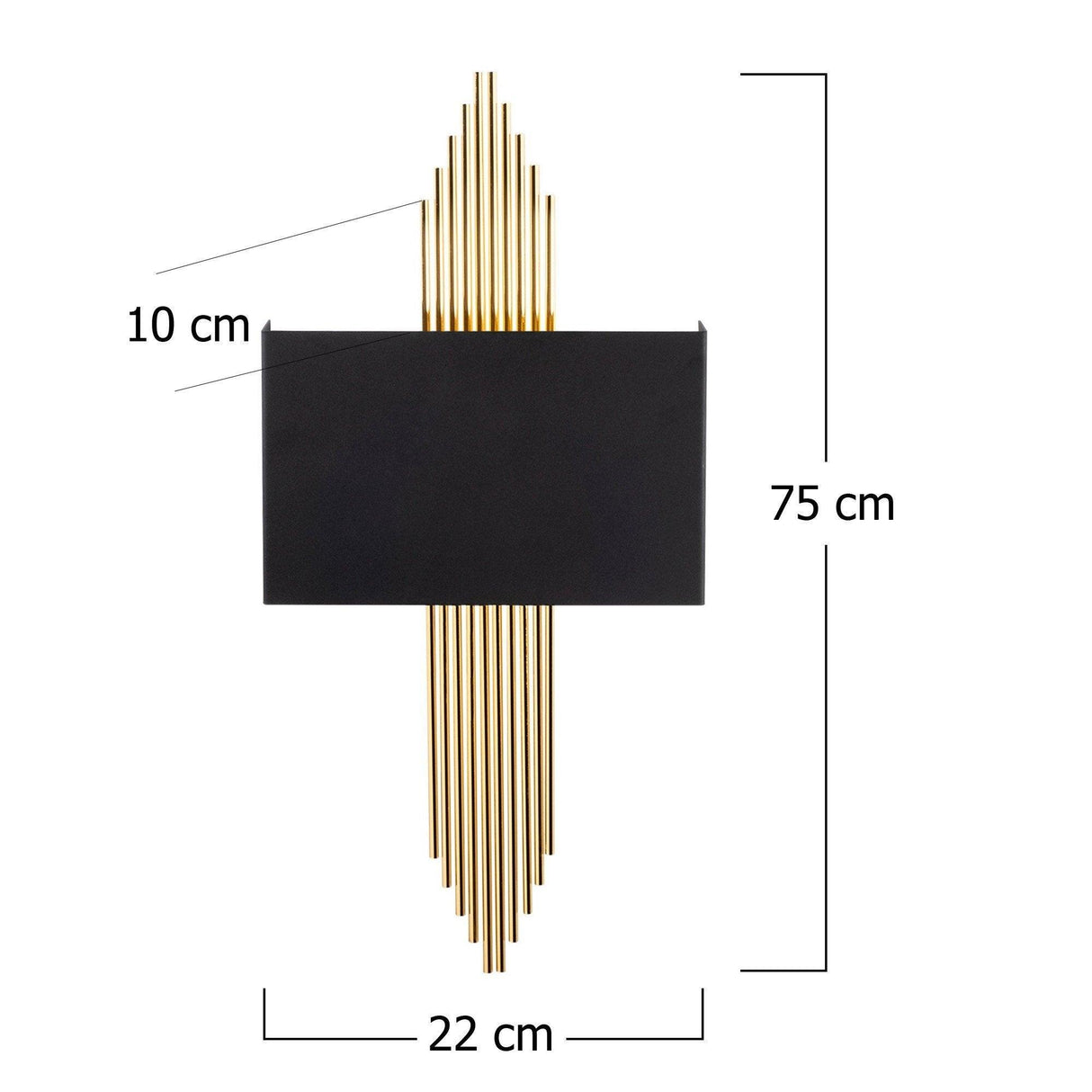 Aplica de perete Wave, Negru - Auriu, 35x10x22 cm