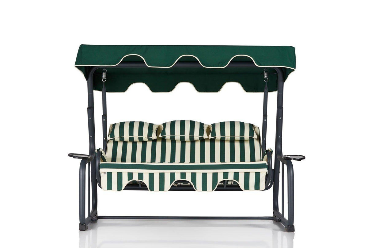 Balansoar de gradina cu 3 locuri Timsah, Verde, 160x110x50 cm