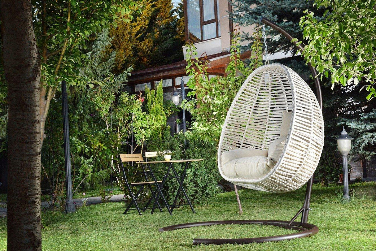 Balansoar de gradina Lokum, Crem, 110x110x196 cm