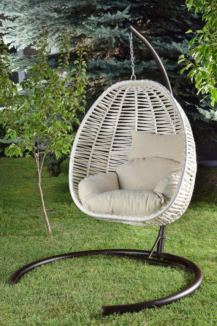 Balansoar de gradina Lokum, Crem, 110x110x196 cm