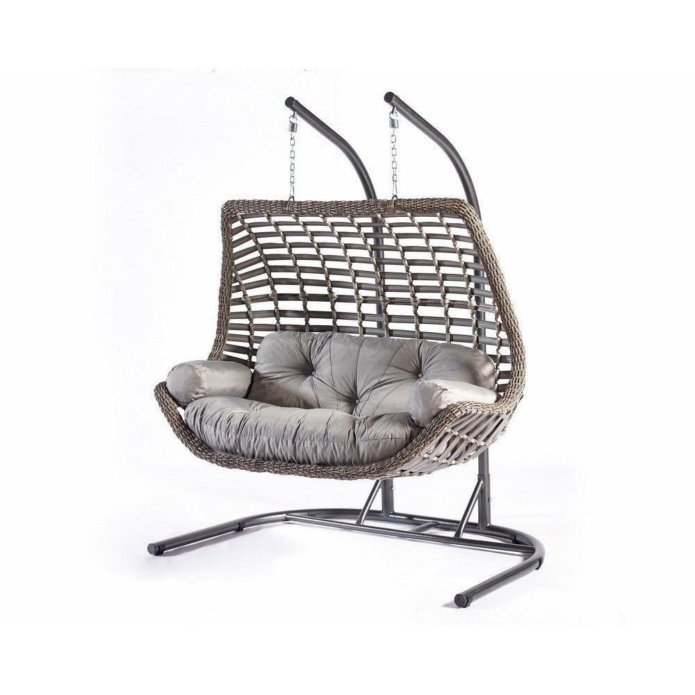Balansoar de gradina Lux Rattan cu 2 locuri Arkadas, Gri, 173x214x120 cm