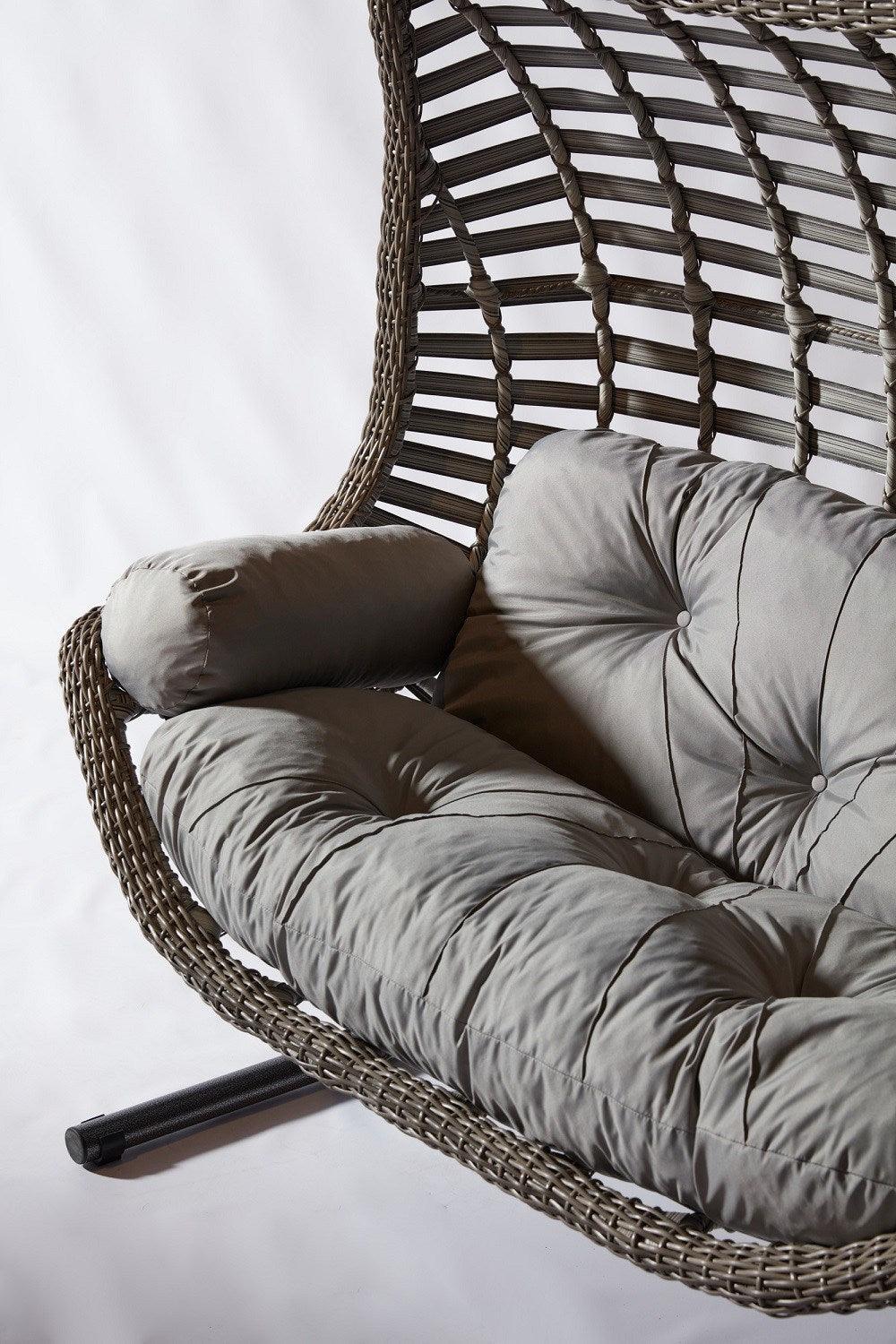 Balansoar de gradina Lux Rattan cu 2 locuri Arkadas, Gri, 173x214x120 cm
