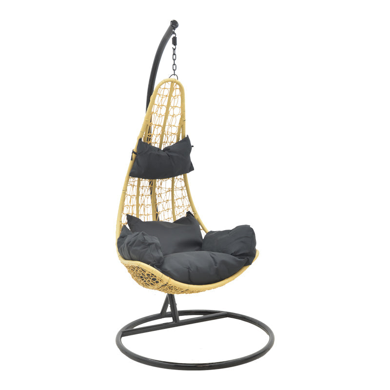 Balansoar de gradina Soleil cu structura Natural si metal, negru, 103x83x200 cm