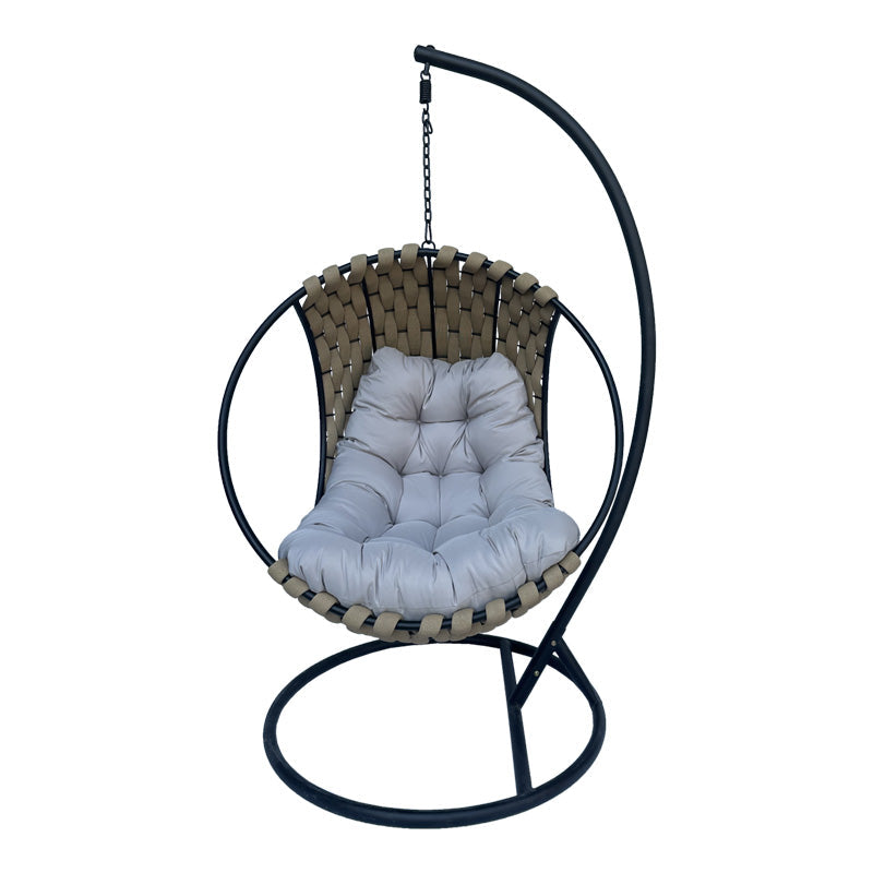 Balansoar Makito, PVC, 100x105x195 cm - Balansoar Makito, Negru, PVC, Bej-Gri, 100x105x195 cm, imagine suplimentara