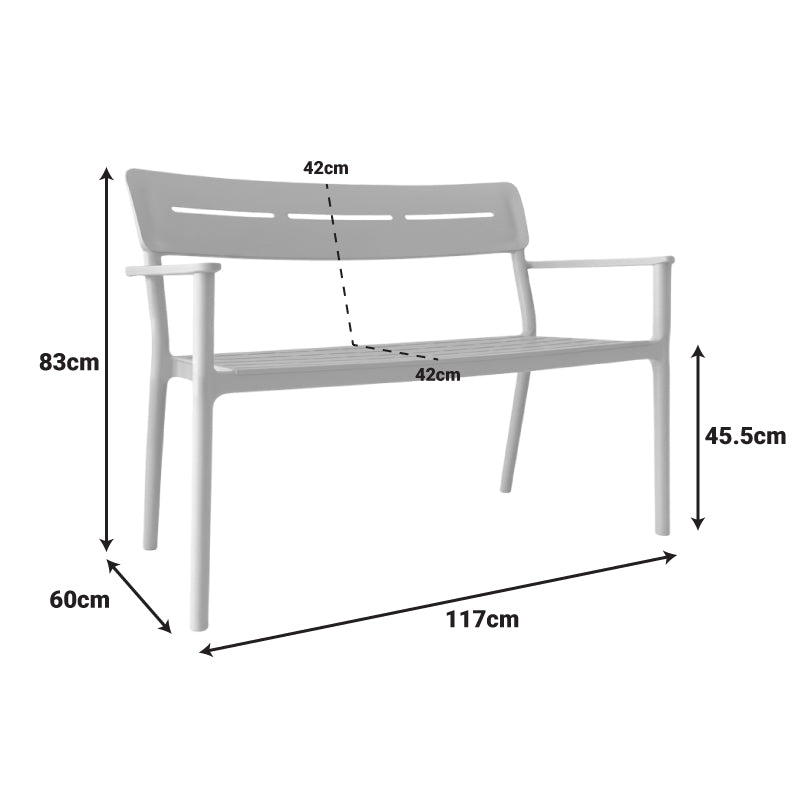 Bancă de grădină 2 locuri Cadrin, Diverse culori, 117x60x83 cm - Rosu | SKU: 326-000095 | Bancă de grădină 2 locuri Cadrin, 117x60x83 cm, varianta Rosu, produs pentru amenajarea locuinței, disponibil online în România la CasaMob