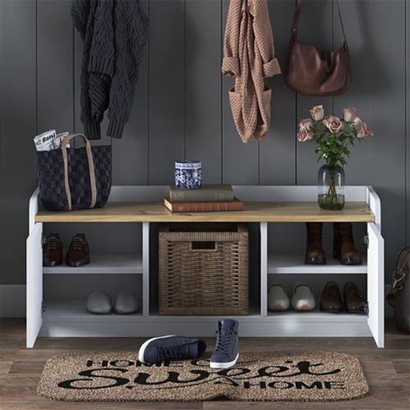 Banca pantofi Arthur I 8 perechi, Alb, 120x40x45 cm
