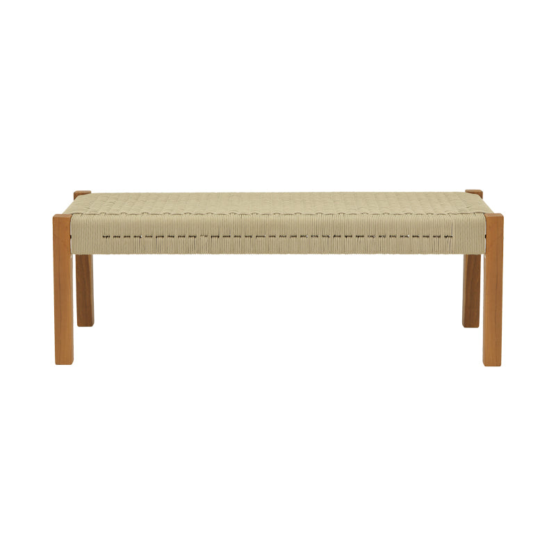 Banca Uma din lemn de tec si sfoara PE, Natural, 150x45x40 cm