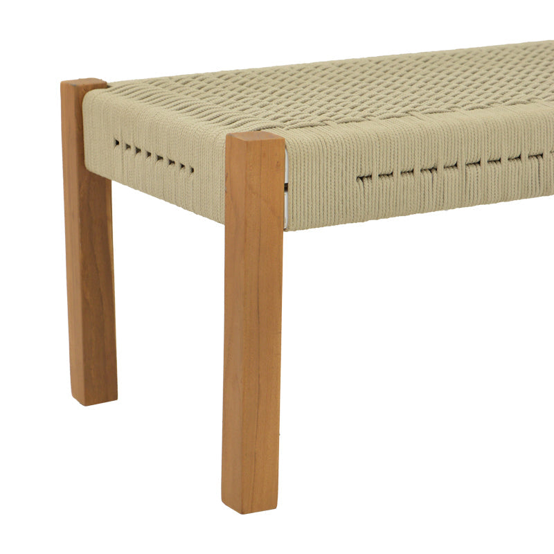Banca Uma din lemn de tec si sfoara PE, Natural, 150x45x40 cm