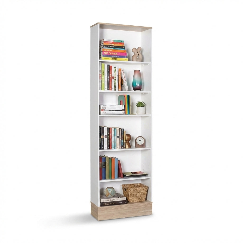 Bibliotecă KTP-860-MB-1 Home Collection® Base cu 6 Rafturi, Alb, 60x197x26 cm