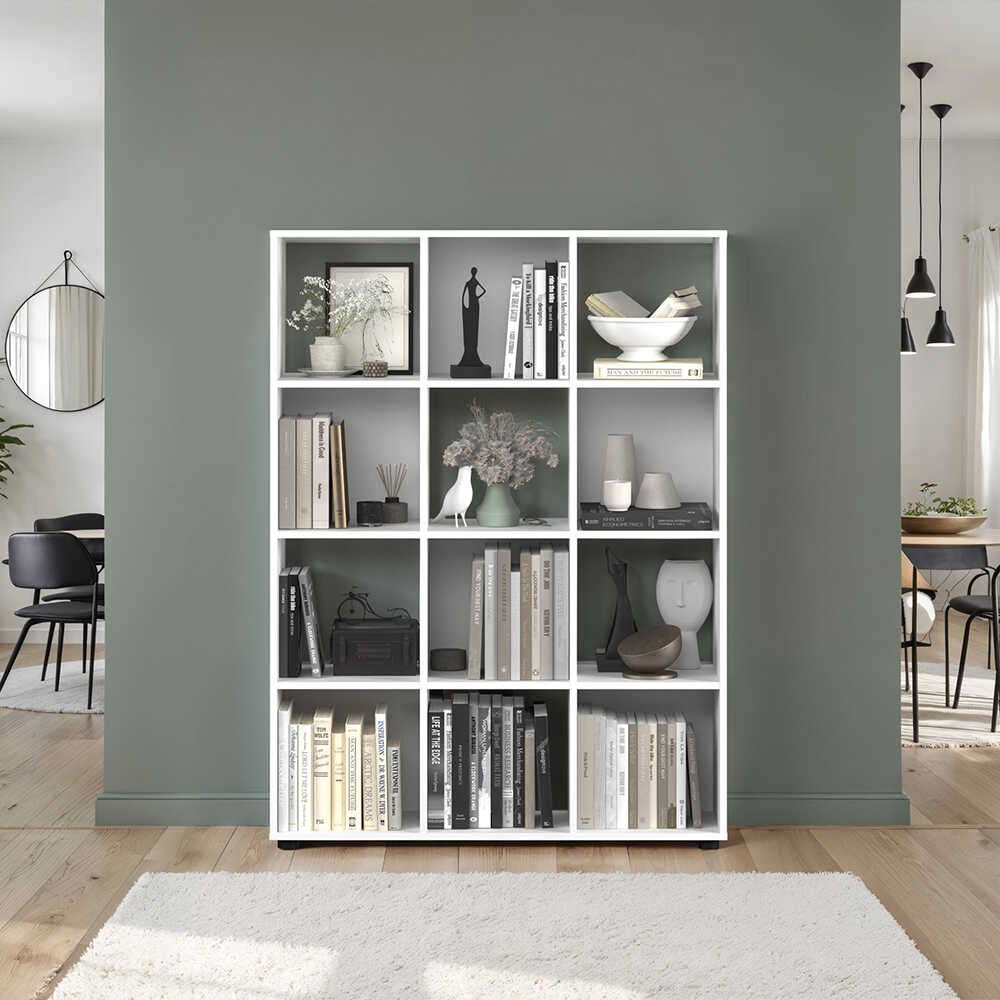 Biblioteca KTP-034-FF-1 Home Collection® Cubic, Alb - Stejar, 104x141x30 cm - Alb | SKU: KTP-034-FF-1, KTP-034-BB-1