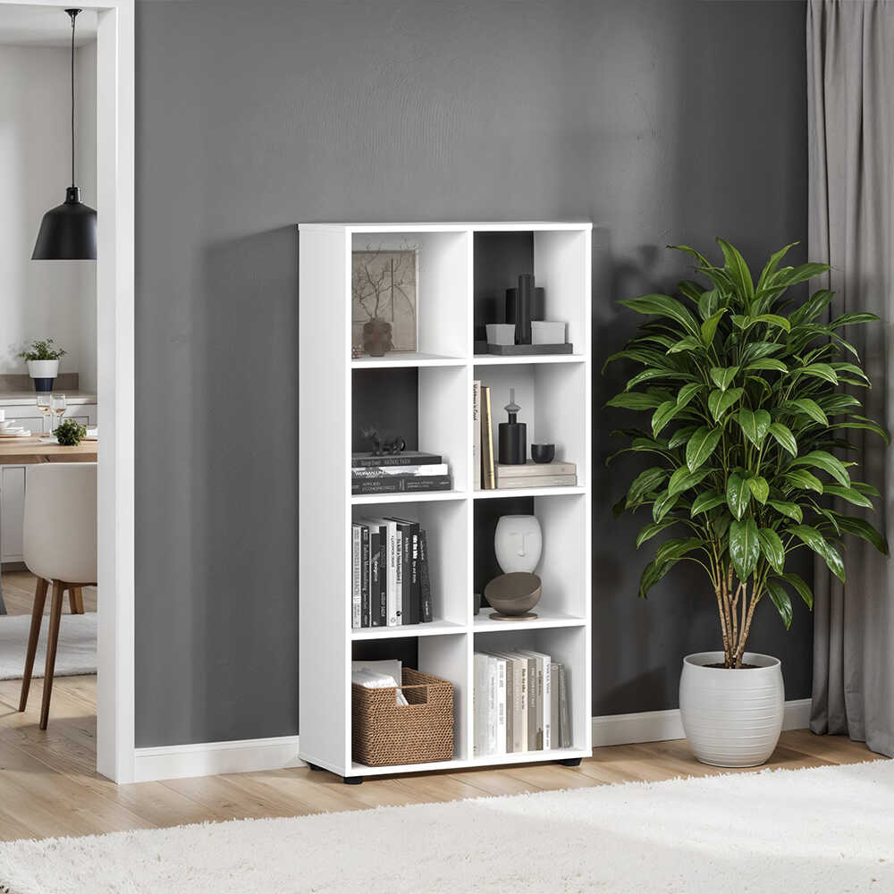 Biblioteca KTP-024-FF-1 Home Collection® Cubic, Alb - Stejar, 70x141x30 cm - Alb | SKU: KTP-024-BB-1