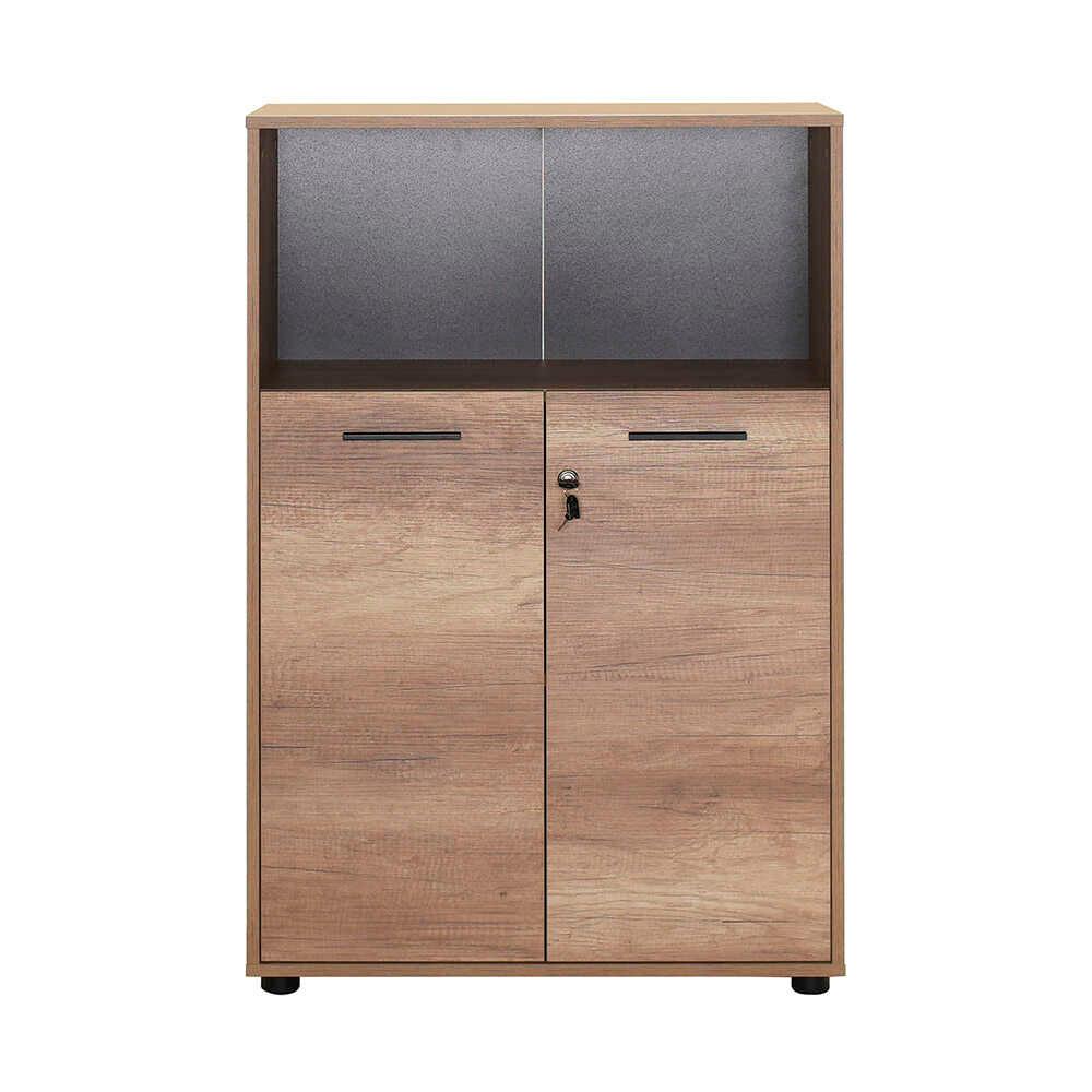 Biblioteca NKT-532-TT-1 Home Collection® New York, 2 usi cu cheie, 3 rafturi, Natur - Sonoma, 72x110x34 cm - Natur | SKU: NKT-532-TT-1