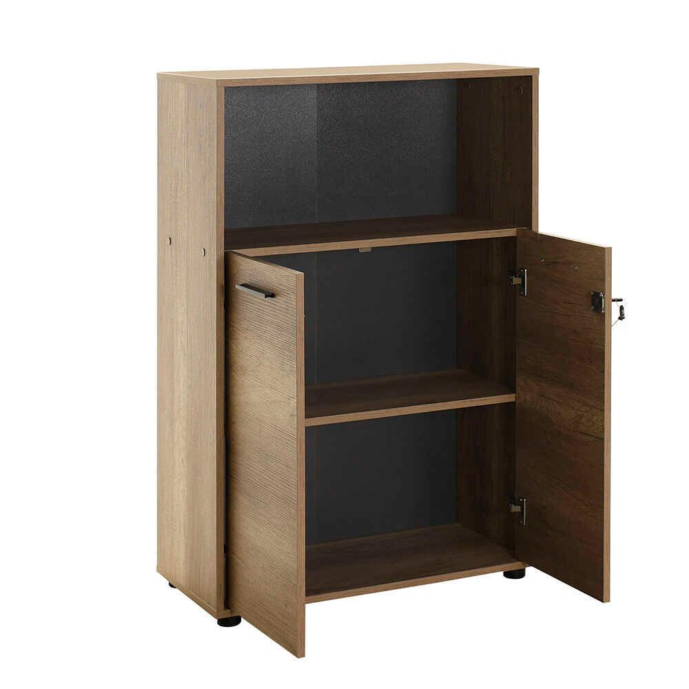 Biblioteca NKT-532-TT-1 Home Collection® New York, 2 usi cu cheie, 3 rafturi, Natur - Sonoma, 72x110x34 cm - Natur | SKU: NKT-532-TT-1