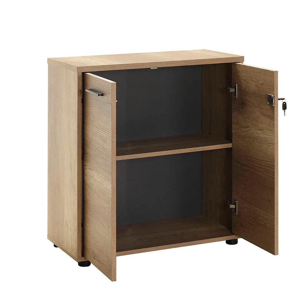 Biblioteca NKT-522-TT-1 Home Collection® New York, 2 usi cu cheie, 3 rafturi, Natur - Sonoma, 76x75x34 cm - Natur | SKU: NKT-522-TT-1