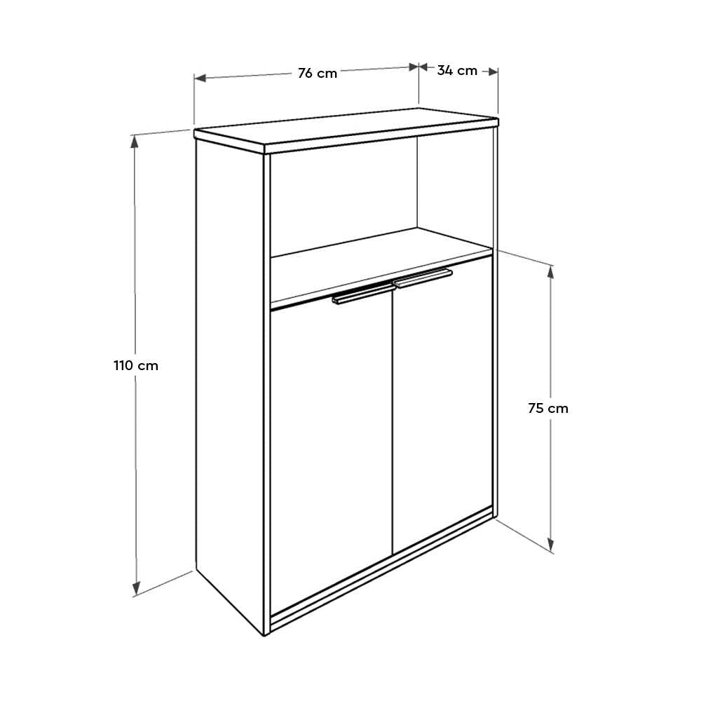 Biblioteca NKT-23-NB-1 Home Collection® New York cu 2 usi si incuietoare, Alb - Nuc, 76x111x34 cm