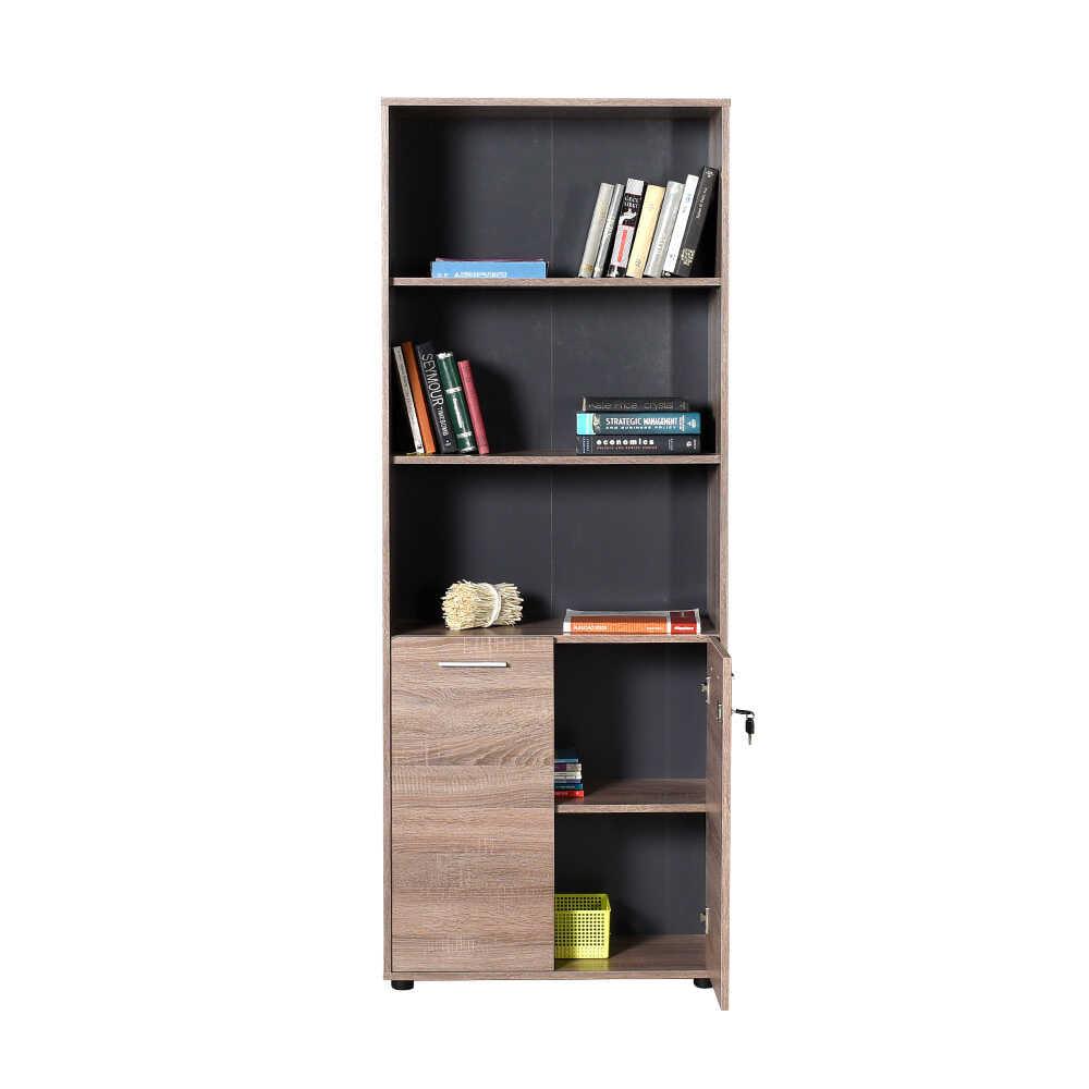 Biblioteca NKT-552-TT-1 Home Collection® New York Office, 2 usi cu cheie, 3 rafturi fix, Natur, 72x187x34 cm