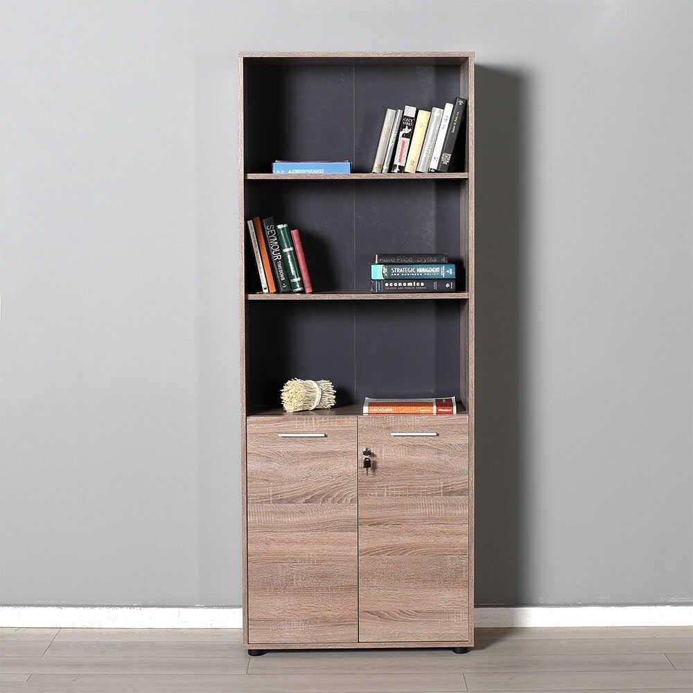 Biblioteca NKT-552-TT-1 Home Collection® New York Office, 2 usi cu cheie, 3 rafturi fix, Natur, 72x187x34 cm