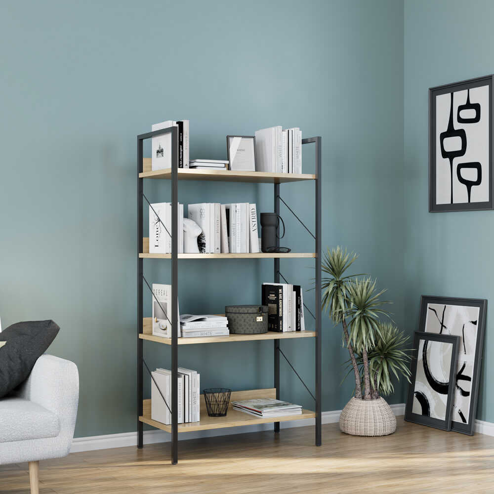 Biblioteca KTP-840-FF-1 Home Collection® Profile cu 4 rafturi, Alb - Maro - Stejar, 73x136x35 cm - Biblioteca KTP-840-FF-1 Home Collection® Profile cu 4 rafturi, Alb - Maro - Stejar, 73x136x35 cm | SKU: KTP-840-FF-1