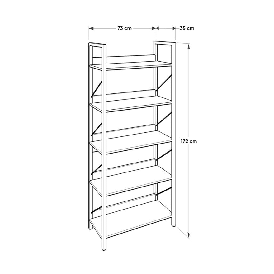 Biblioteca KTP-850-FF-1 Home Collection® Profile cu 5 rafturi, Alb - Maro - Stejar, 73x172x35 cm - Alb | SKU: KTP-850-FF-1, KTP-850-DE-1, KTP-850-OO-1