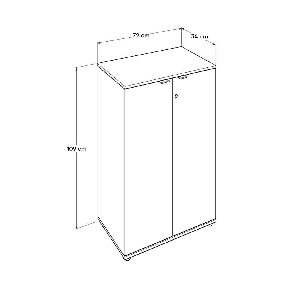 Bibliotecă RKT-332-DD-1 Home Collection® Rio cu 2 Uși, Cheie și 3 Rafturi, 72x109x34 cm - Maro | SKU: RKT-332-OO-1