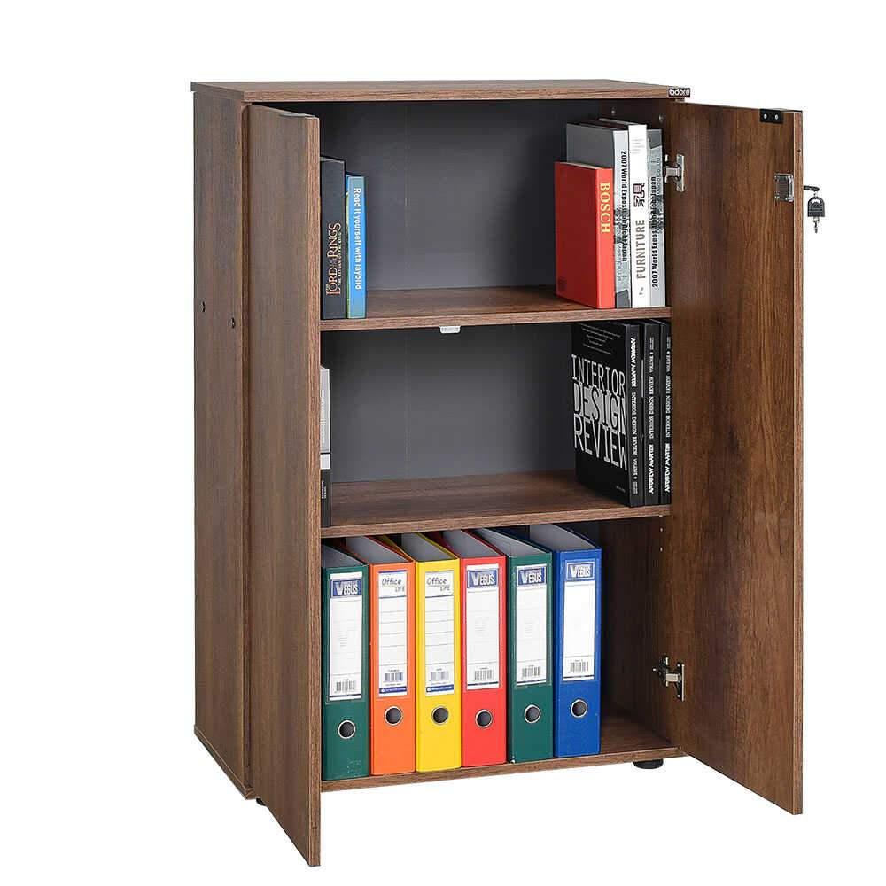 Bibliotecă RKT-332-DD-1 Home Collection® Rio cu 2 Uși, Cheie și 3 Rafturi, 72x109x34 cm - Maro | SKU: RKT-332-OO-1