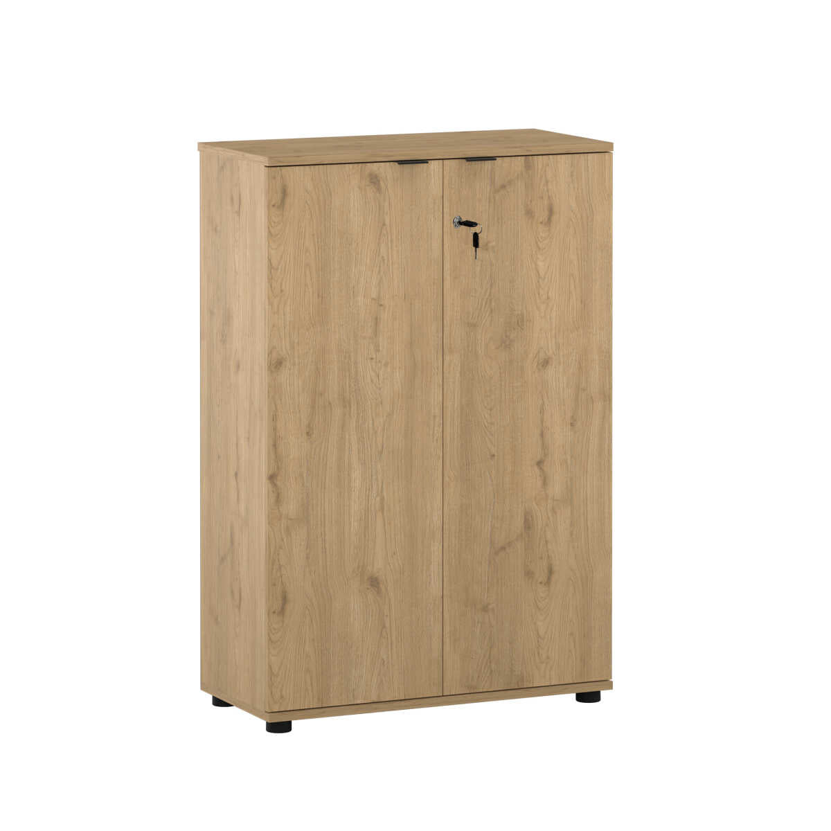 Bibliotecă RKT-332-DD-1 Home Collection® Rio cu 2 Uși, Cheie și 3 Rafturi, 72x109x34 cm - Stejar | SKU: RKT-332-FF-1