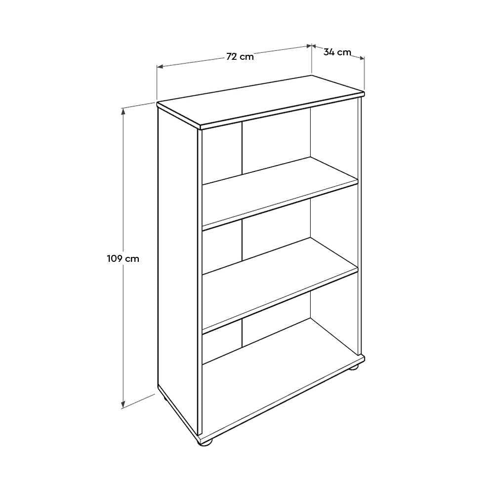 Biblioteca RKT-330-DD-1 Home Collection® Rio Mini, 3 rafturi, Alb - Nuc - Antracit, 72x109x34 cm - Natur | SKU: RKT-330-DD-1, RKT-330-OO-1, RKT-330-AX-1
