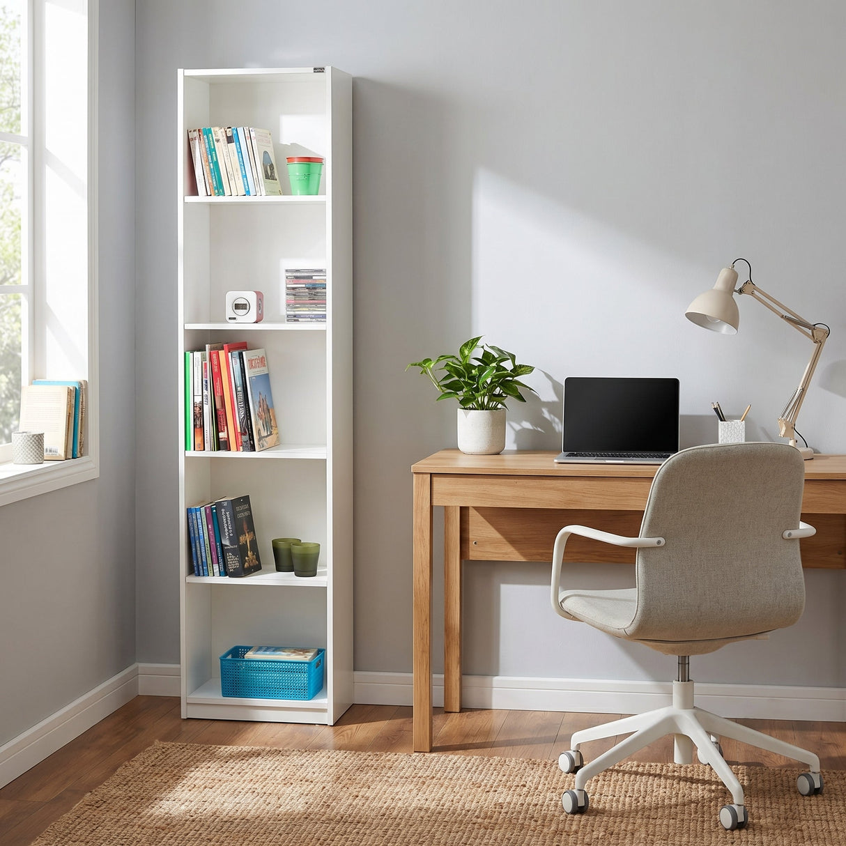 Biblioteca KTP-325-BB-1 Home Collection® Vargas, 5 Rafturi, Alb, 43x182x26 cm - Alb | SKU: KTP-325-BB-1, KTP-325-FF-1