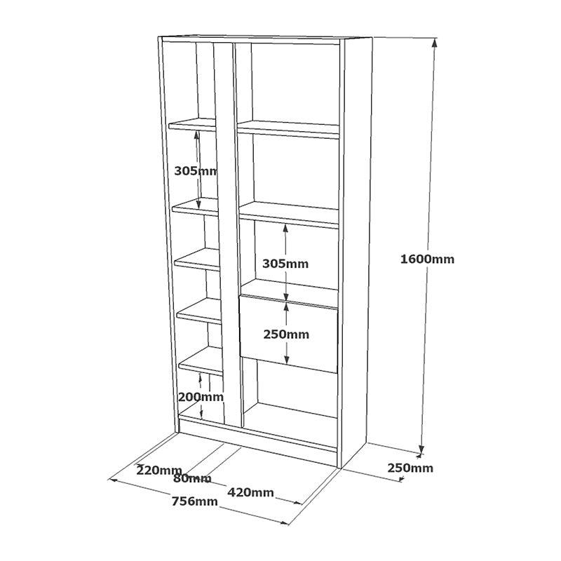 Biblioteca Alive, Alb, 75x25x160 cm