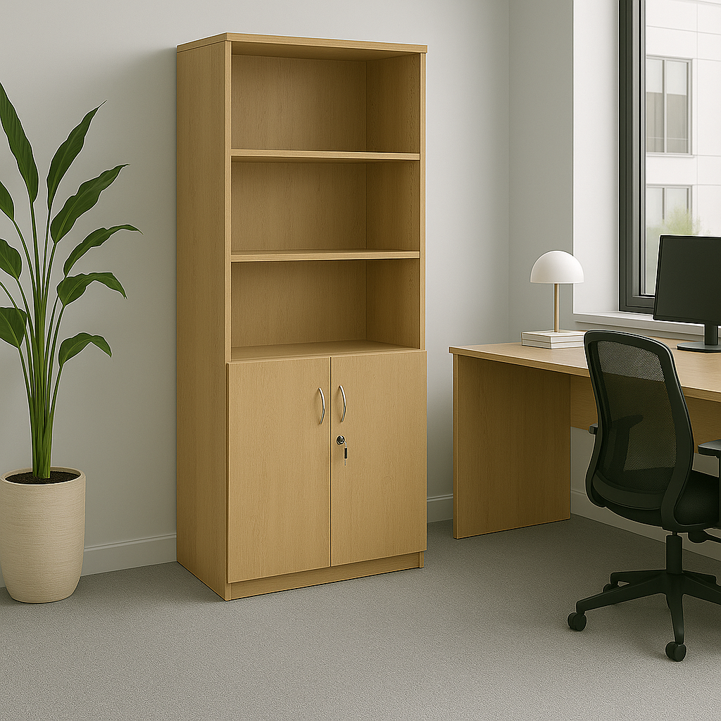 Biblioteca Amazon cu usi cu lacat, Stejar - Nuc, 80x40x200 cm - Biblioteca Amazon cu usi cu lacat, Stejar - Nuc, 80x40x200 cm