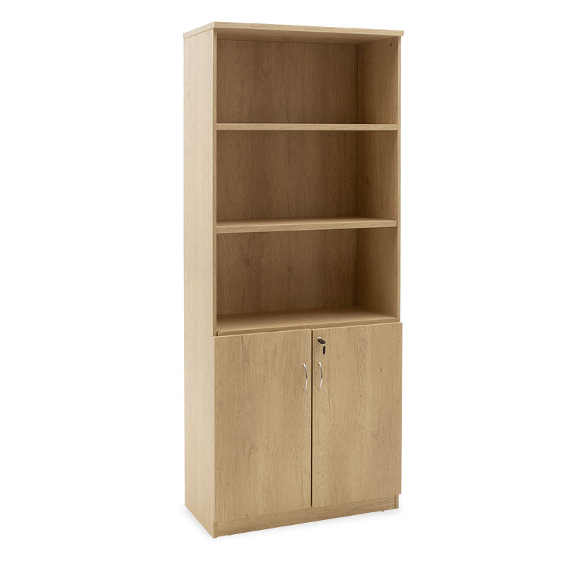 Biblioteca Amazon cu usi cu lacat, Stejar - Nuc, 80x40x200 cm - Sonoma