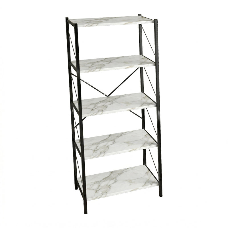 Biblioteca Bimblem, metal, 60x30x150 cm - Marmura Alba-Negru