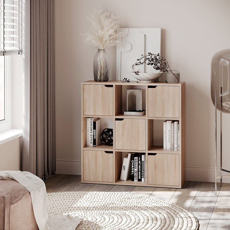 Biblioteca Bookel, Diverse culori, 88x28x89 cm - Stejar