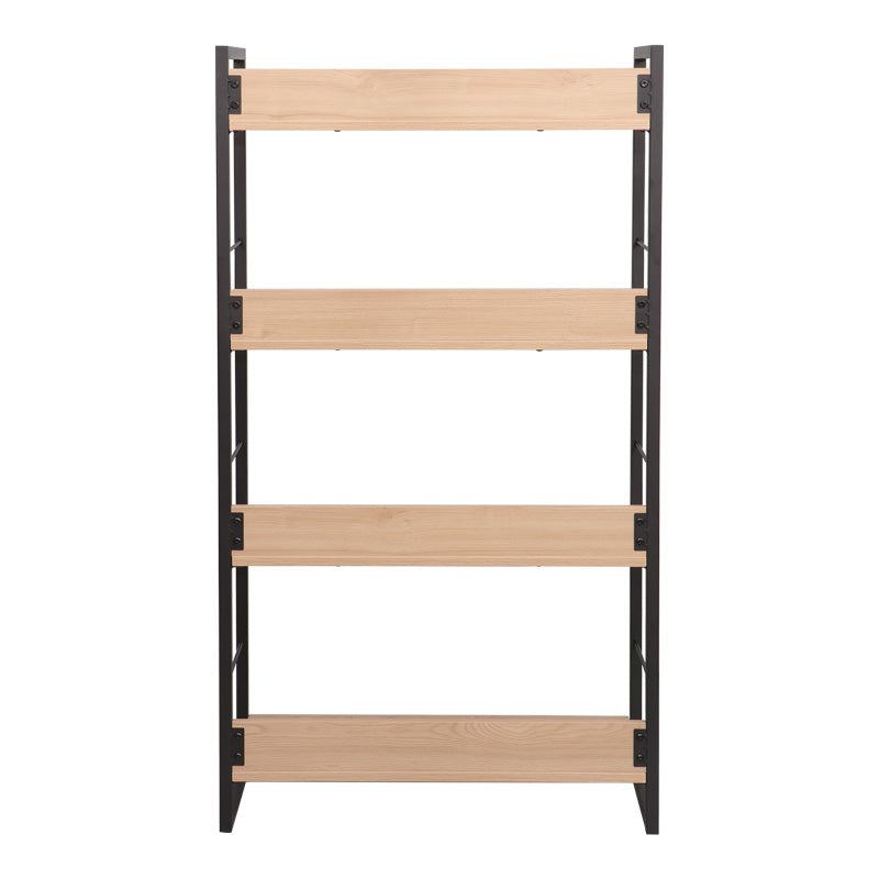 Biblioteca Dorfie, metal si PAL, 70x30x124 cm - Natur-Negru