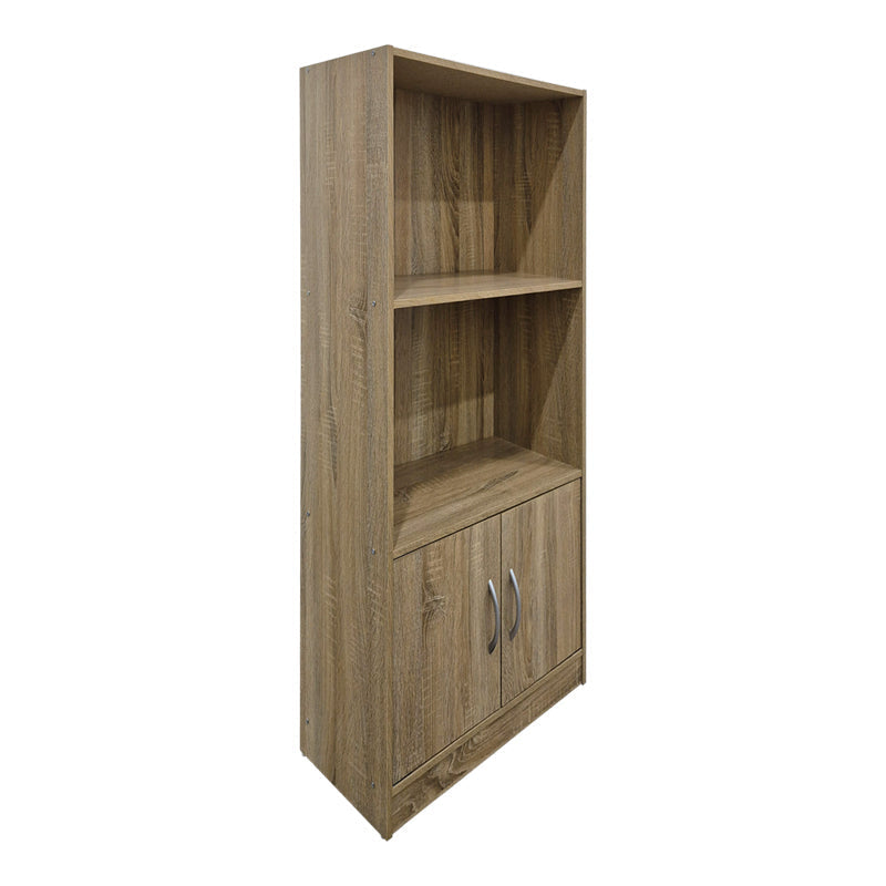 Bibliotecă cu rafturi multiple Tekaro, Modernă, Lemn, Alb - Antracit, 60x30x120 cm - Sonoma