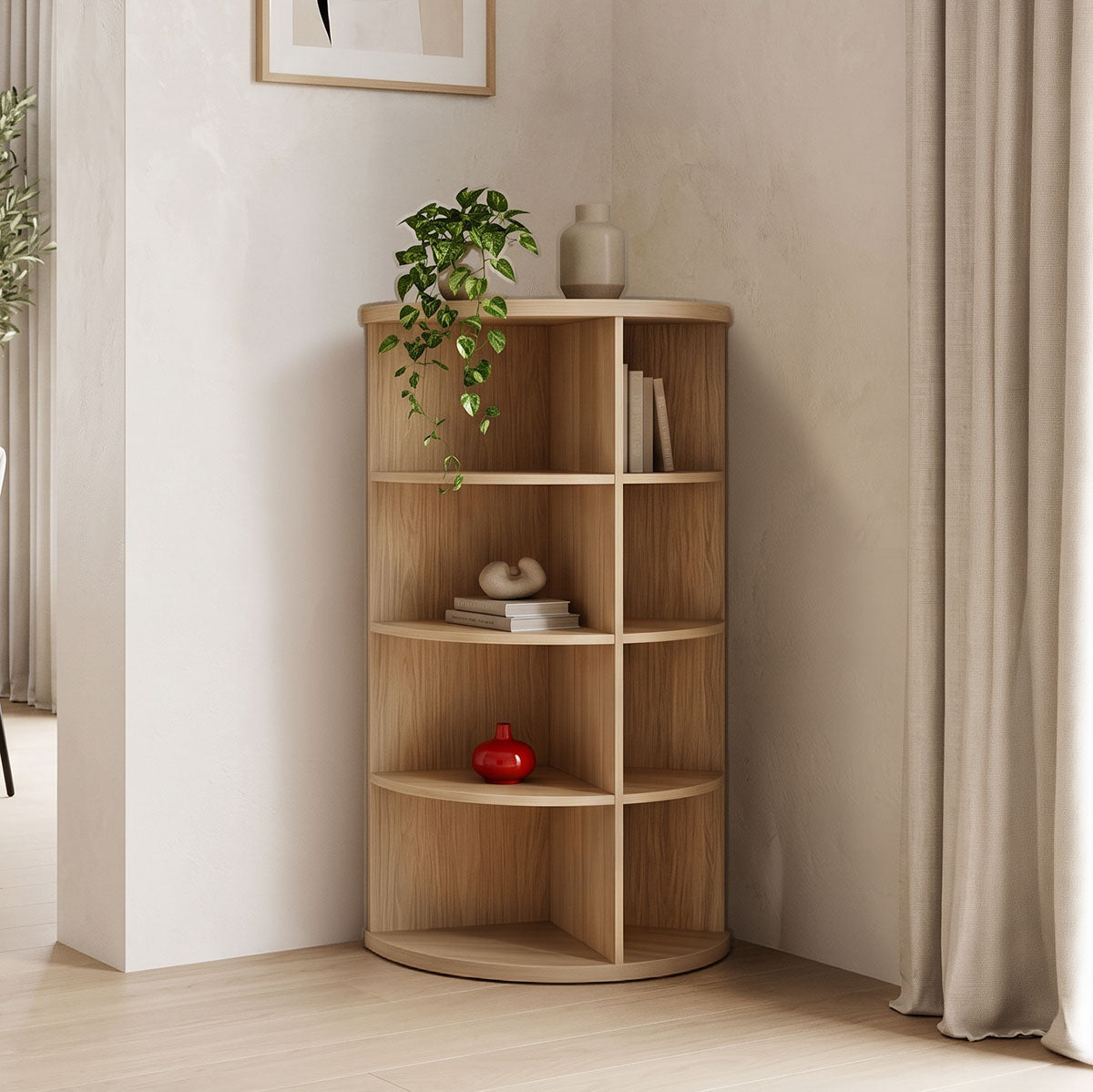 Bibliotecă de colț Benzal, Diverse culori, 80x30x120 cm - Stejar | SKU: 431-000011 | Bibliotecă de colț Benzal, 80x30x120 cm, varianta Stejar, produs pentru amenajarea locuinței, disponibil online în România la CasaMob