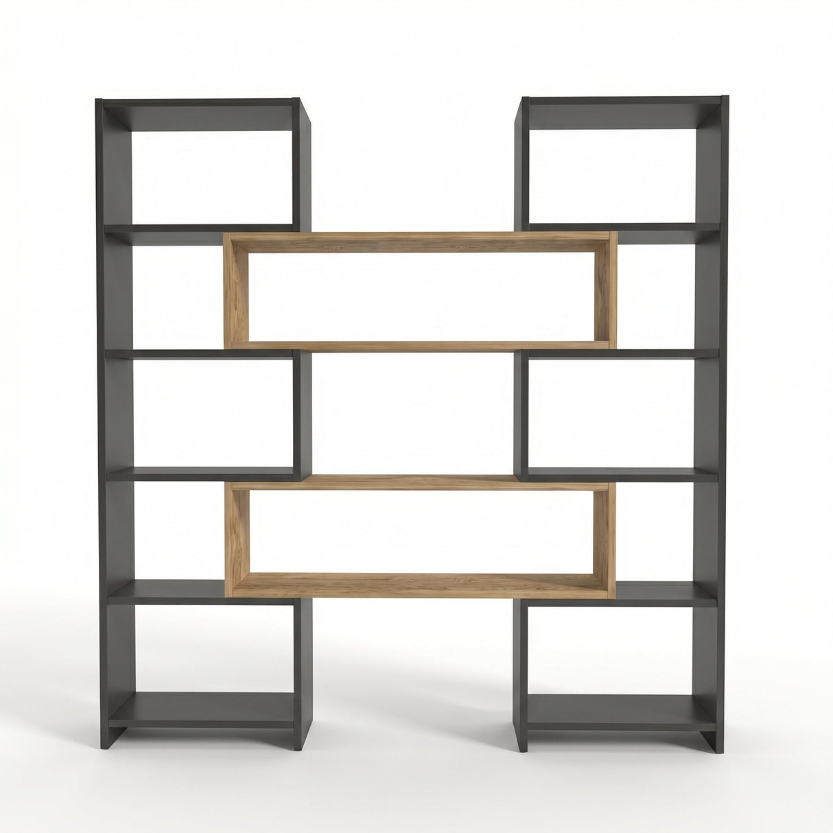 Bibliotecă de Colț Multifuncțională, 163x150x22 cm - Stejar negru
