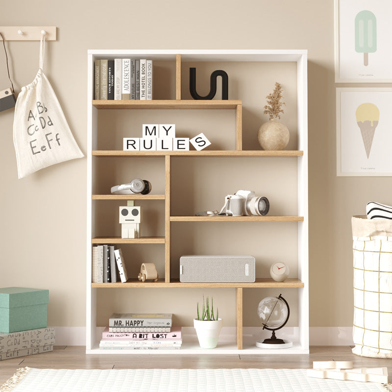 Biblioteca Decora, 90x22x124 cm - Stejar-Alb