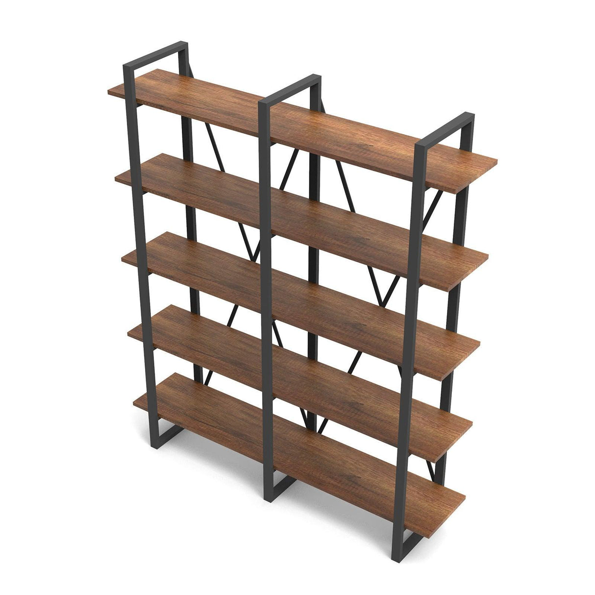 Biblioteca Glade Cadru Metal cu 5 Rafturi, Nuc, 155x180x34 cm