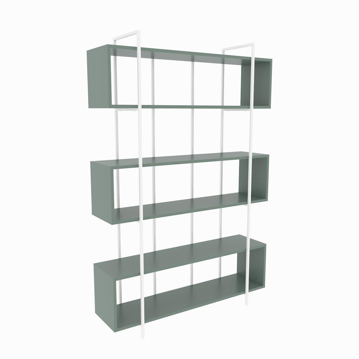 Biblioteca Hugi Lux cu 6 Rafturi, 120x180x30 cm - Verde