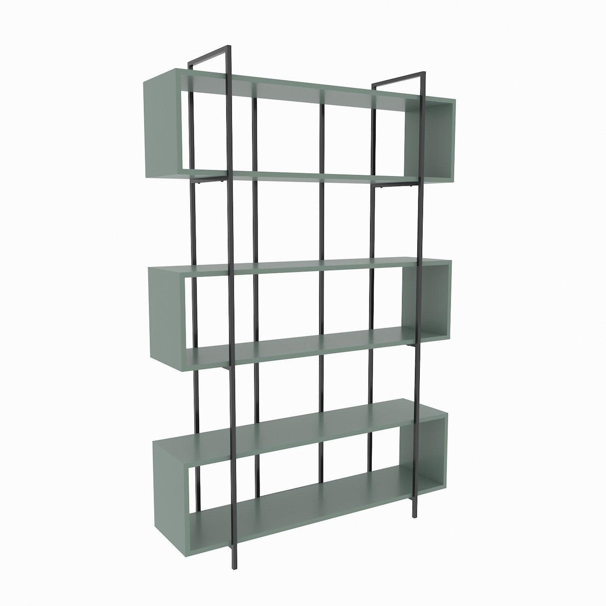 Biblioteca Hugi Lux cu 6 Rafturi, 120x180x30 cm - Verde inchis