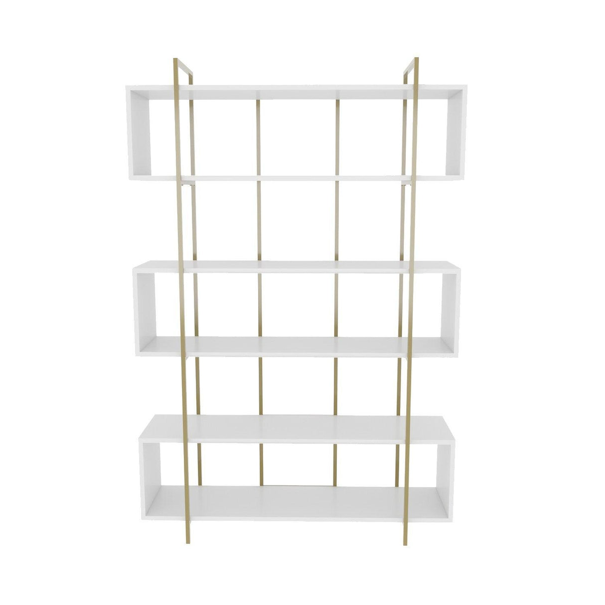 Biblioteca Hugi Lux cu 6 Rafturi, 120x180x30 cm - Auriu
